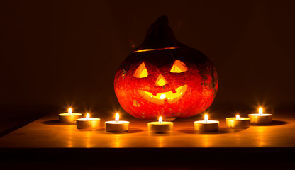 Halloween, pumpkins and candles