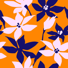 Artistiek naadloos patroon met abstracte bloemen. Modern ontwerp