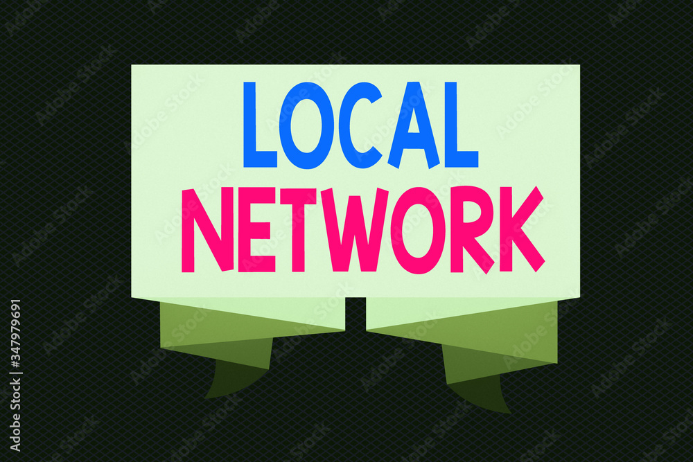 Poster writing note showing local network. business concept for intranet lan radio waves dsl boradband swit