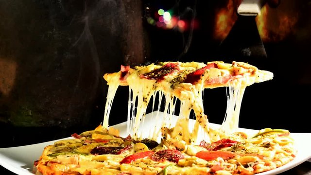 Yummy pizza steaming hot is allways  good