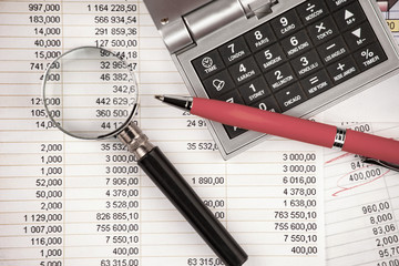 Items for business on bright colors in the office on the table