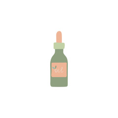 Natural organic serum in a bottle flat vector illustration.Skincare concept.