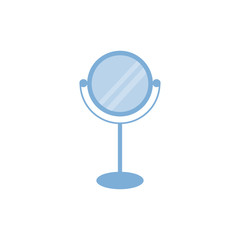 Blue mirror flat vector illustration isolated on a white background.