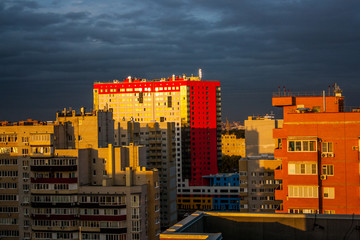 sunset over the city