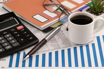 Items for doing business in the office on the table