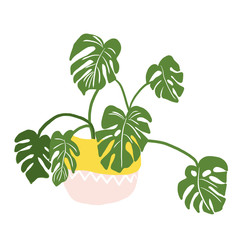 hand drawn philodendron. houseplant vector illustration. 