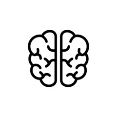 Brain, mind or intelligence icon template color editable. Brain symbol vector sign in linear, outline icon isolated on white background illustration for graphic and web design.