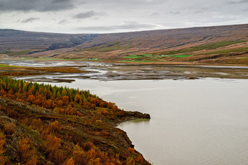 Obraz premium Panoramic view of the Lagarfljot river in eastside of Iceland
