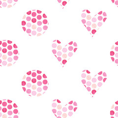 Watercolor seamles pattern with pink rainbow circles