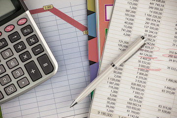 Items for business on bright colors in the office on the table