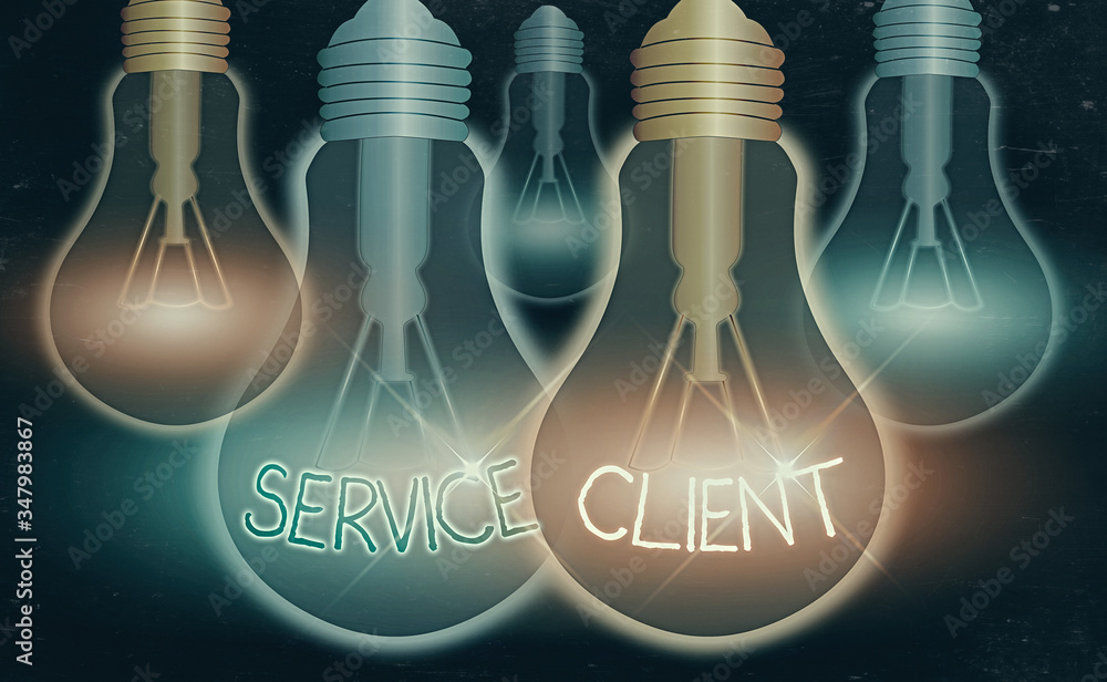 Poster word writing text service client. business photo showcasing dealing with customers satisfaction and 