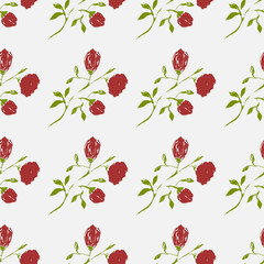 A multi-colored seamless pattern made by a brush. A hand-drawn pattern of leaves and flowers. Simple nature style. Vector eps illustration.