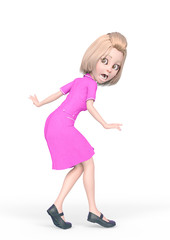 blond nurse cartoon is surprised and also is walking slowly