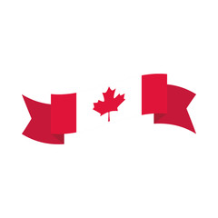 canada day, canadian flag ribbon decoration traditional celebration flat style icon