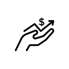 Growth Vector Icon.Growing graph icon, graph sign.Growing bar graph icon in linear, outline icon isolated on white background