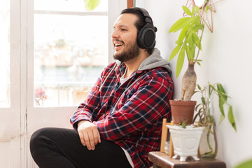 young man listening to music