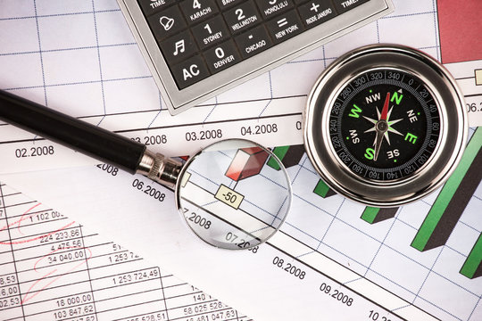 Items for business on bright colors in the office on the table