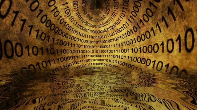 Binary data reflected in water grunge concept
