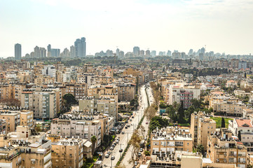 Fototapeta premium City with high-rise buildings and hotels on a background of sky