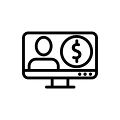 gamer video cost icon vector. gamer video cost sign. isolated contour symbol illustration
