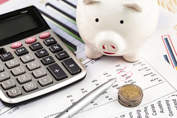 Items for business on bright colors in the office on the table