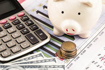 Items for business on bright colors in the office on the table