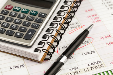 Items for business on bright colors in the office on the table