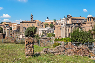 Fototapeta na wymiar View at the Roman Forum in Rome, Italy.