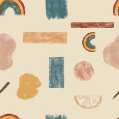 Geometric raster seamless pattern. Abstract motifs with shapes. Illustration can be used for wallpapers, pattern fills, web page backgrounds,surface textures.