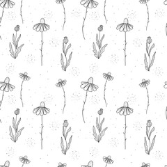 Materiał do szycia Floral raster seamless pattern. Floral botanical motifs. Illustration with flowers can be used for wallpapers, pattern fills, web page backgrounds,surface textures. Gorgeous floral arrangement