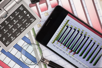 Items for doing business in composition on the table, in the office.