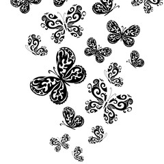 Fototapeta premium A lot of flying butterflies. Abstract butterflies pattern. Vector illustration
