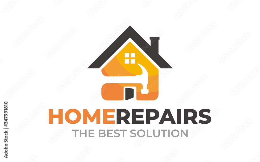 Wall mural creative home repair concept logo design