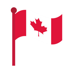 Fototapeta na wymiar canada day, canadian flag in pole patriotic symbol flat style icon