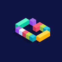 Letter G Isometric colorful cubes 3d design, three-dimensional letter vector illustration isolated