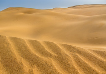 Fototapeta na wymiar Close up of a sand dunes in a desert. Nature background.