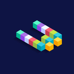 Obraz premium Letter W Isometric colorful cubes 3d design, three-dimensional letter vector illustration isolated