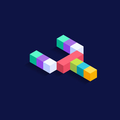 Letter Y Isometric colorful cubes 3d design, three-dimensional letter vector illustration isolated