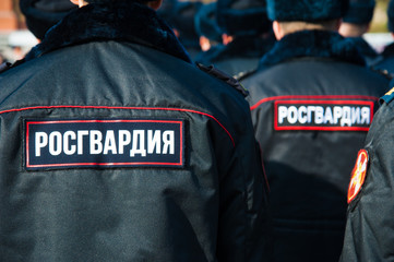 Russian police officers in uniform