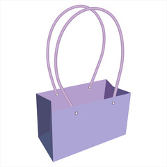 Violet Purple Paper bag on white background. Mockup for design. Product Packing Vector