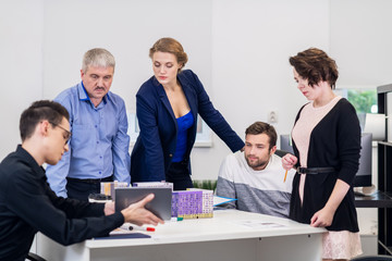 Fototapeta premium Business presentation in progress. The team is listening to thei