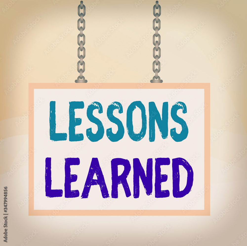 Poster writing note showing lessons learned. business concept for information reflects positive and negativ