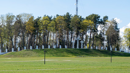 Obraz premium Majestic Aglona Cathedral in Latvia. White Chatolic Church Basilica. Sunny Spring Day Blue Sky and White Clouds. One of the Most Important Catholic Spiritual Centers in Latvia