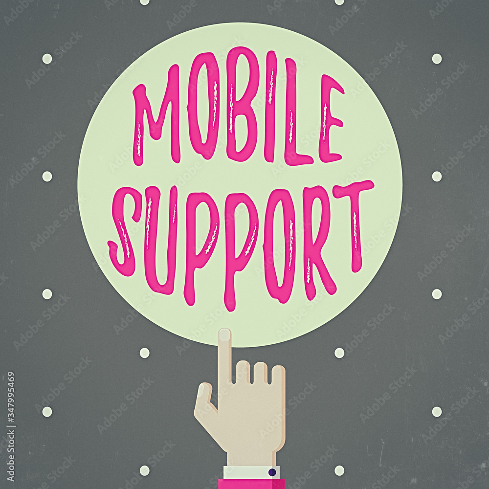 Poster conceptual hand writing showing mobile support. concept meaning provides maintenance on portable dev