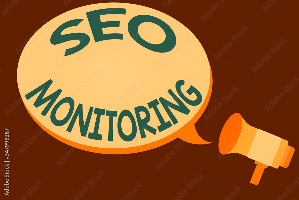 Poster handwriting text writing seo monitoring. conceptual photo tracking the progress of strategy made in 