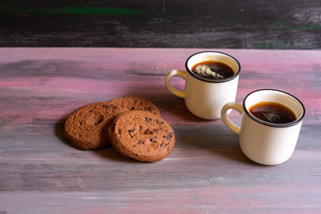 Bread, chocolate cake, coffee for a morning with a lot of happiness and enjoy with the people you love.