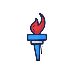 Hand drawn cartoon Fire Statue of Liberty isolated. Vector illustration for 4 july with fire USA Sculpture New York. American symbol of freedom. Historic, design.