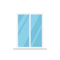 Window with white frame flat vector illustration. Interior and exterior element