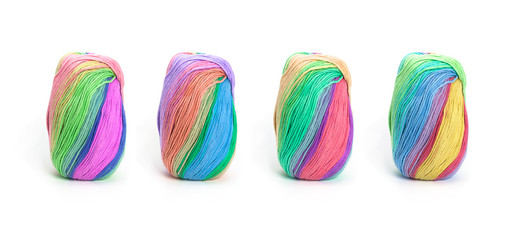 Yarn for knitting on a white background. Skein of yarn.