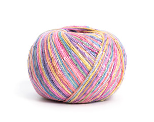 Colored balls of yarn for knitting and crochet isolated on white